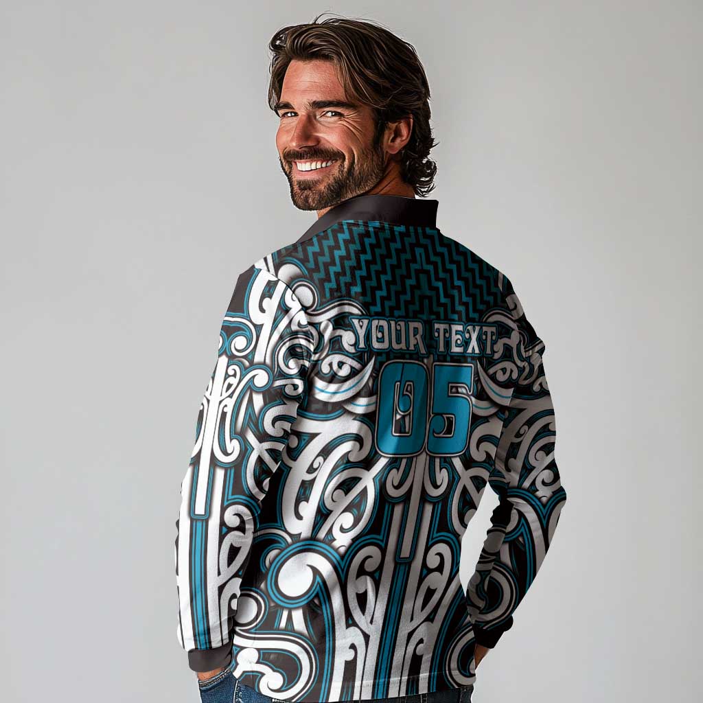 Custom Aotearoa Ngati Porou Long Sleeve Polo Shirt Maori Tribal Pattern Mix Poutama