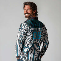 Custom Aotearoa Ngati Porou Long Sleeve Polo Shirt Maori Tribal Pattern Mix Poutama
