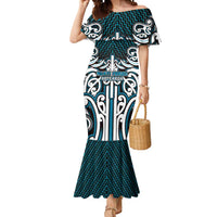 Custom Aotearoa Ngati Porou Mermaid Dress Maori Tribal Pattern Mix Poutama