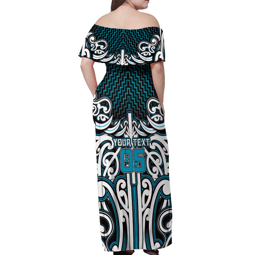 Custom Aotearoa Ngati Porou Off Shoulder Maxi Dress Maori Tribal Pattern Mix Poutama