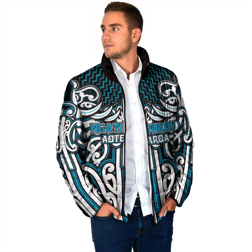 Custom Aotearoa Ngati Porou Padded Jacket Maori Tribal Pattern Mix Poutama