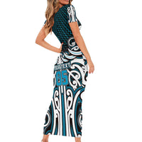 Custom Aotearoa Ngati Porou Short Sleeve Bodycon Dress Maori Tribal Pattern Mix Poutama