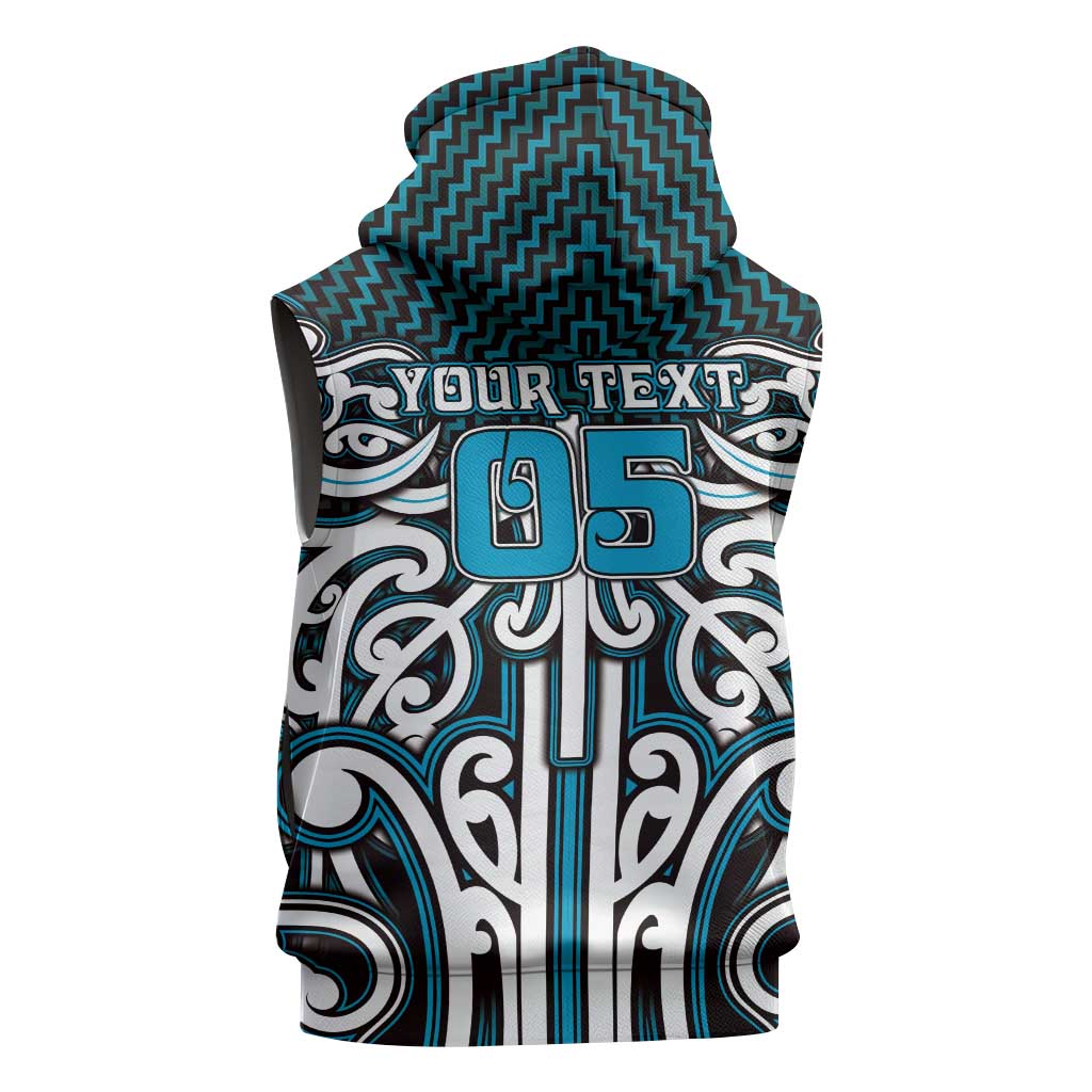 Custom Aotearoa Ngati Porou Sleeveless Hoodie Maori Tribal Pattern Mix Poutama