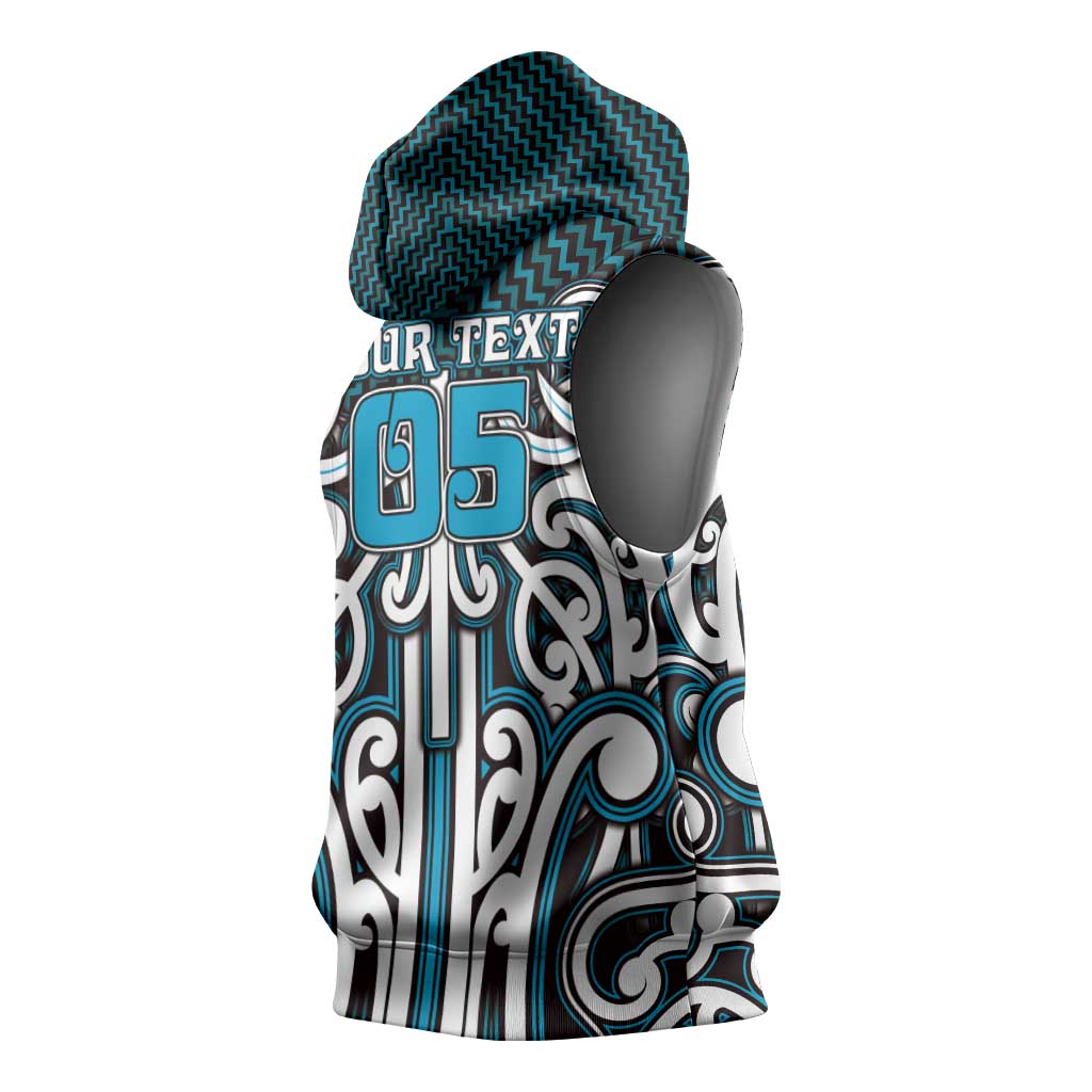 Custom Aotearoa Ngati Porou Sleeveless Hoodie Maori Tribal Pattern Mix Poutama