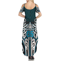 Custom Aotearoa Ngati Porou Summer Maxi Dress Maori Tribal Pattern Mix Poutama
