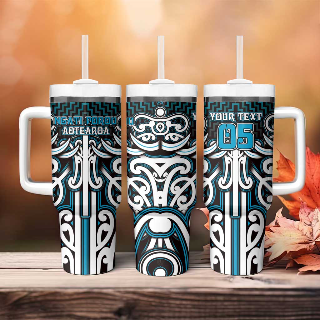 Custom Aotearoa Ngati Porou Tumbler With Handle Maori Tribal Pattern Mix Poutama