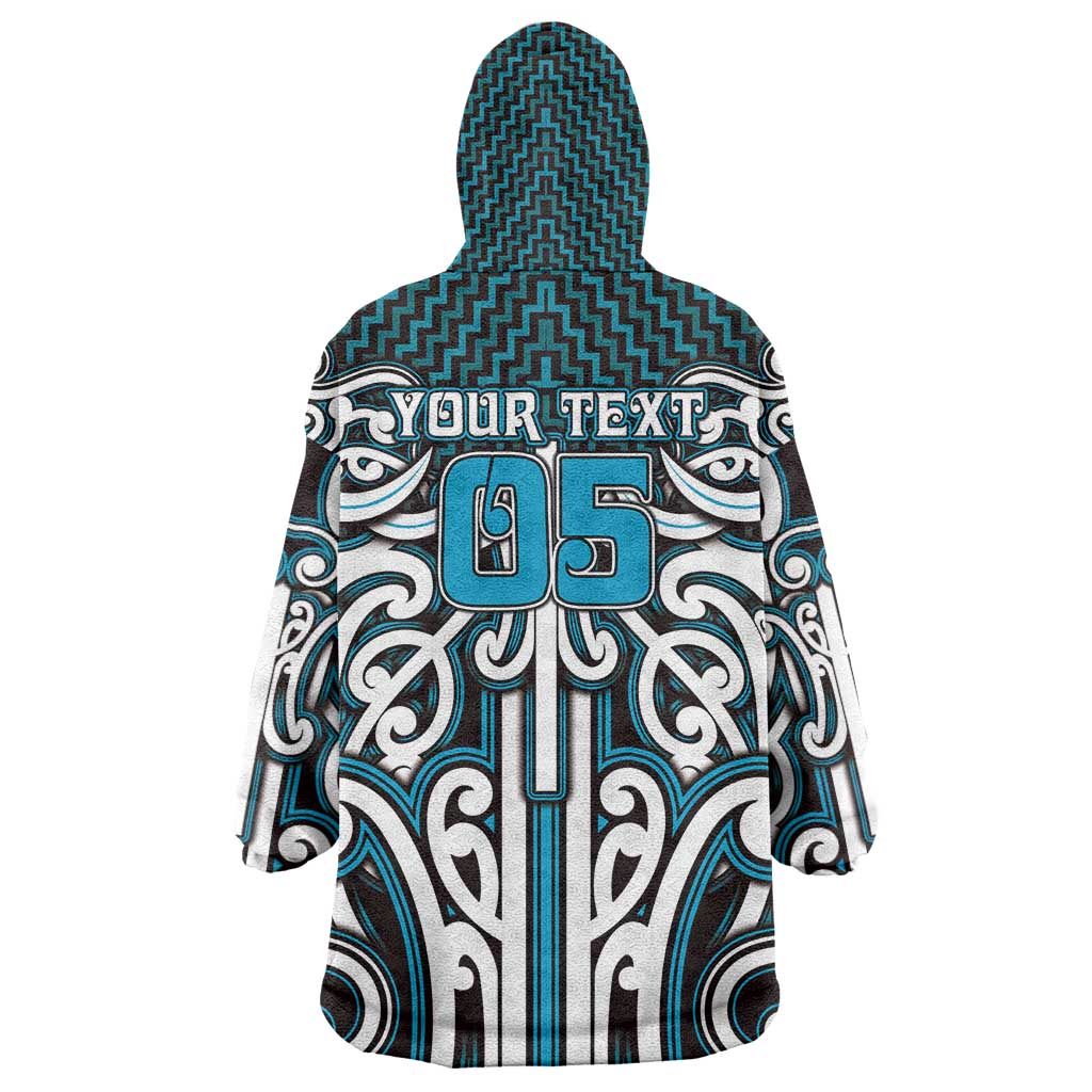 Custom Aotearoa Ngati Porou Wearable Blanket Hoodie Maori Tribal Pattern Mix Poutama
