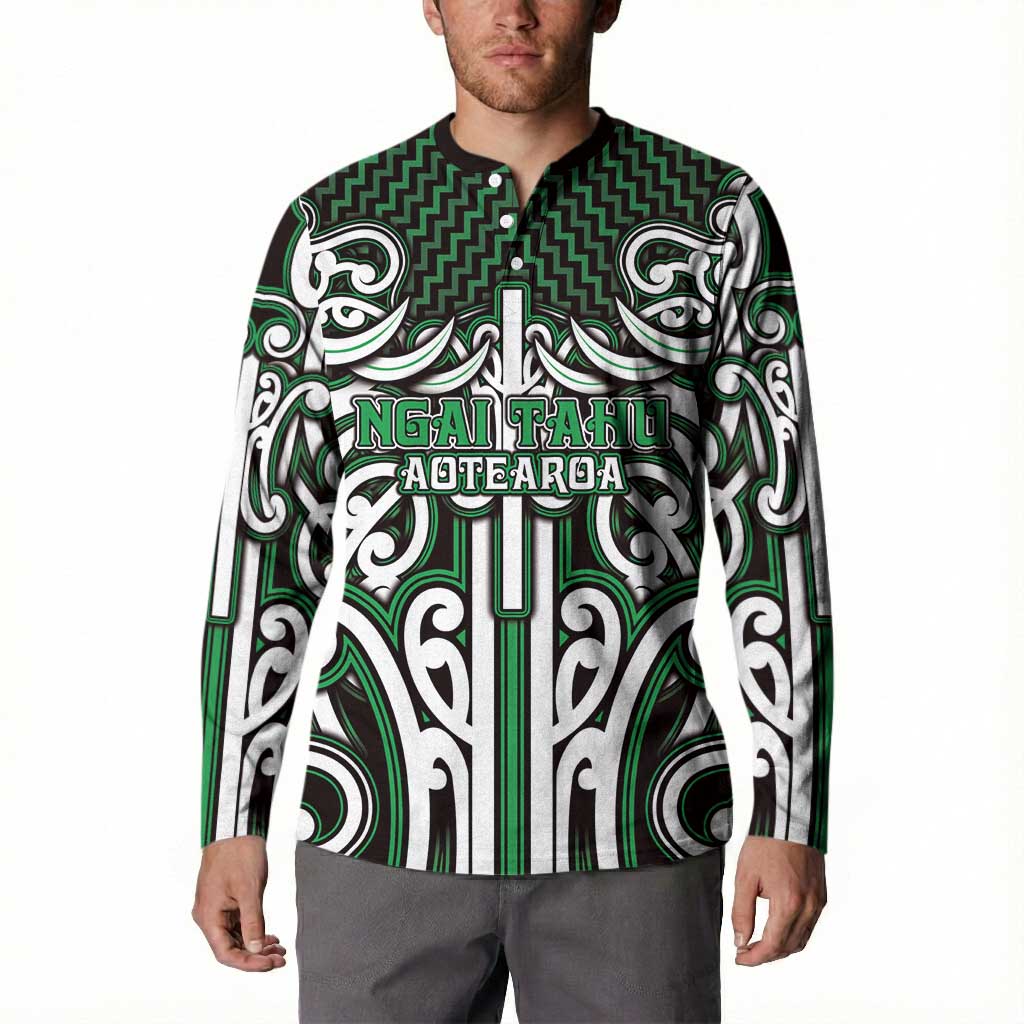 Custom Aotearoa Ngai Tahu Button Sweatshirt Maori Tribal Pattern Mix Poutama