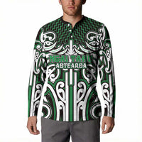 Custom Aotearoa Ngai Tahu Button Sweatshirt Maori Tribal Pattern Mix Poutama