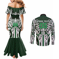Custom Aotearoa Ngai Tahu Couples Matching Mermaid Dress and Long Sleeve Button Shirt Maori Tribal Pattern Mix Poutama