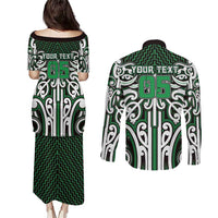 Custom Aotearoa Ngai Tahu Couples Matching Puletasi and Long Sleeve Button Shirt Maori Tribal Pattern Mix Poutama