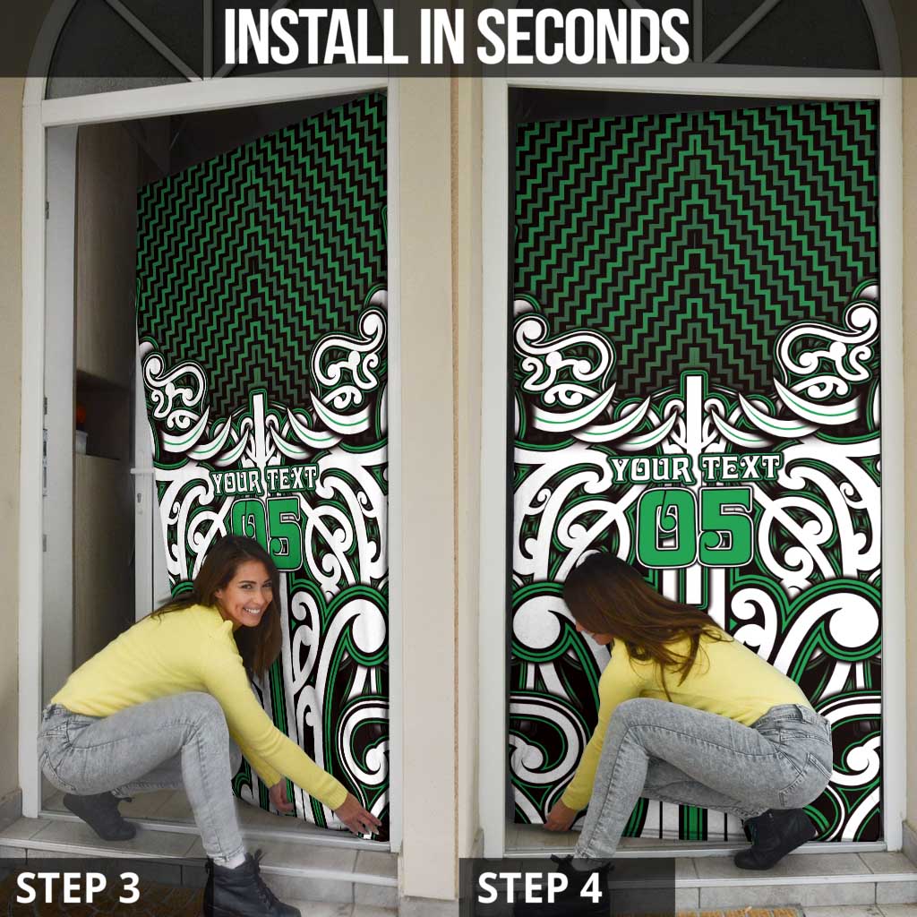 Custom Aotearoa Ngai Tahu Door Cover Maori Tribal Pattern Mix Poutama