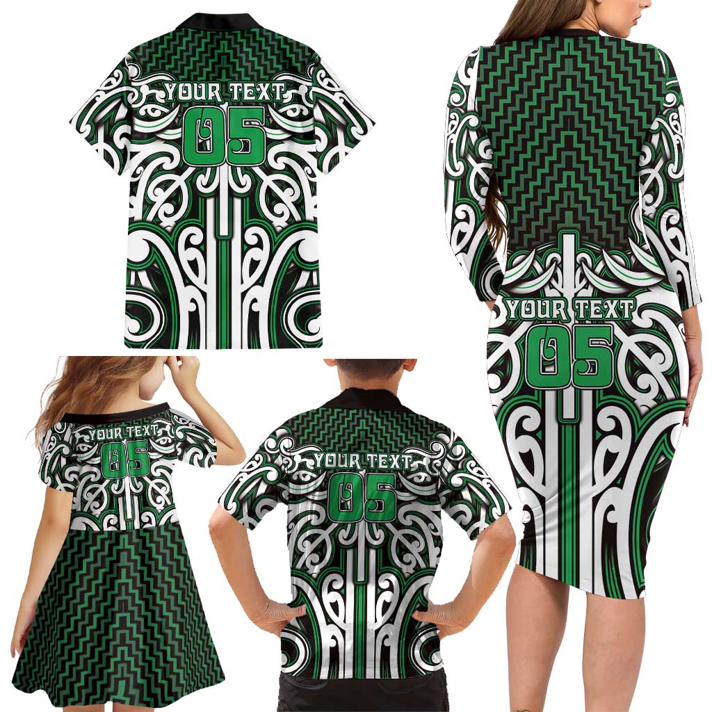 Custom Aotearoa Ngai Tahu Family Matching Long Sleeve Bodycon Dress and Hawaiian Shirt Maori Tribal Pattern Mix Poutama