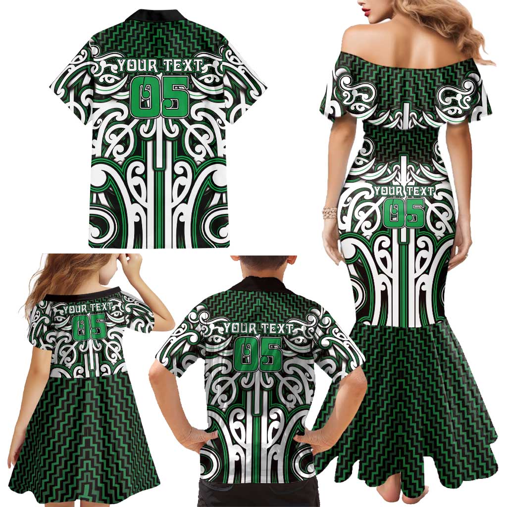 Custom Aotearoa Ngai Tahu Family Matching Mermaid Dress and Hawaiian Shirt Maori Tribal Pattern Mix Poutama