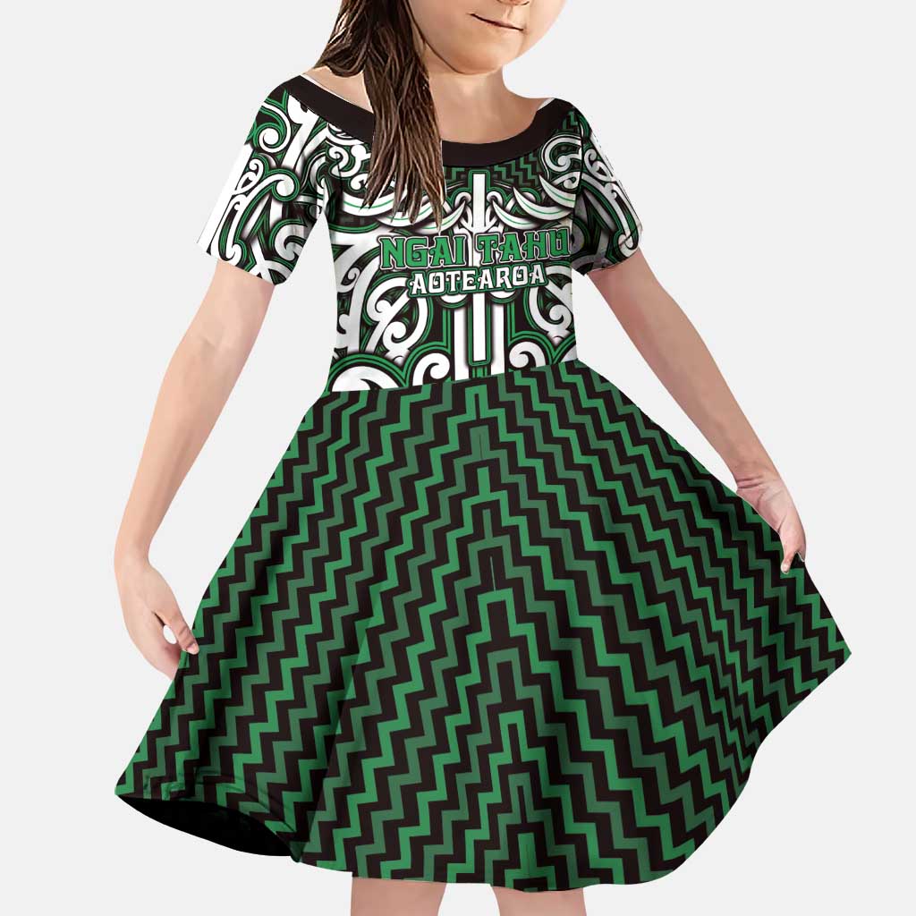 Custom Aotearoa Ngai Tahu Family Matching Off Shoulder Short Dress and Hawaiian Shirt Maori Tribal Pattern Mix Poutama