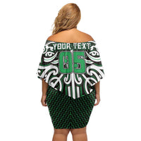 Custom Aotearoa Ngai Tahu Family Matching Off Shoulder Short Dress and Hawaiian Shirt Maori Tribal Pattern Mix Poutama