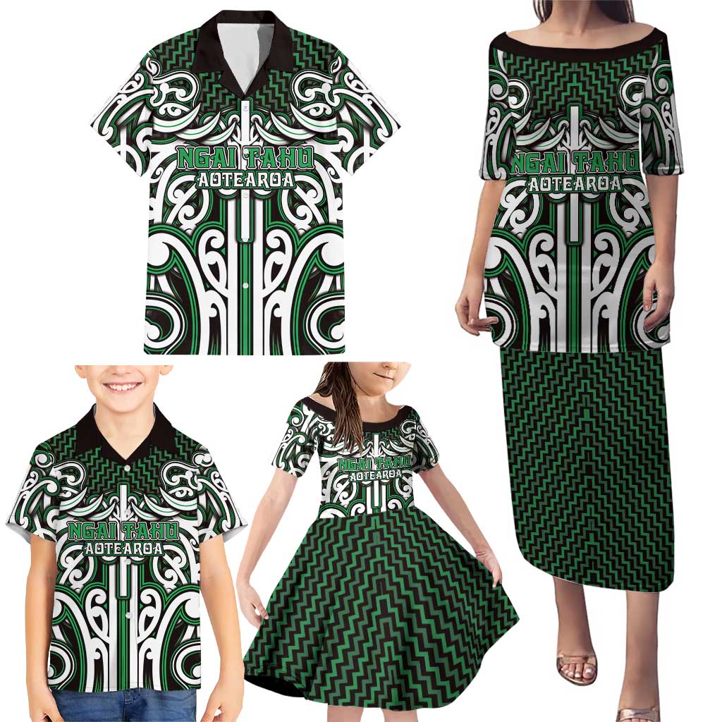 Custom Aotearoa Ngai Tahu Family Matching Puletasi and Hawaiian Shirt Maori Tribal Pattern Mix Poutama LT05 - Polynesian Pride