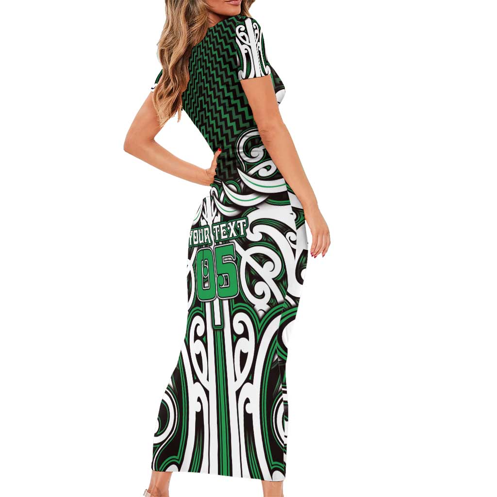 Custom Aotearoa Ngai Tahu Family Matching Short Sleeve Bodycon Dress and Hawaiian Shirt Maori Tribal Pattern Mix Poutama