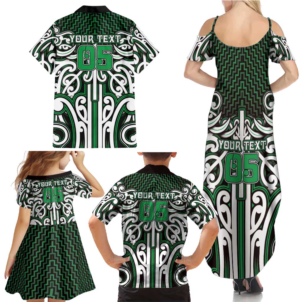 Custom Aotearoa Ngai Tahu Family Matching Summer Maxi Dress and Hawaiian Shirt Maori Tribal Pattern Mix Poutama