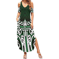 Custom Aotearoa Ngai Tahu Family Matching Summer Maxi Dress and Hawaiian Shirt Maori Tribal Pattern Mix Poutama