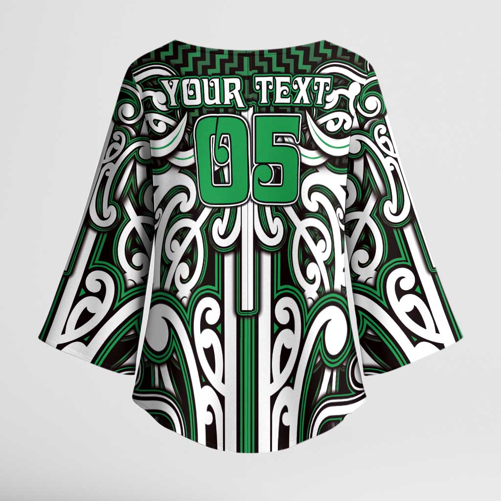 Custom Aotearoa Ngai Tahu Kimono Sleeve Blouse Maori Tribal Pattern Mix Poutama