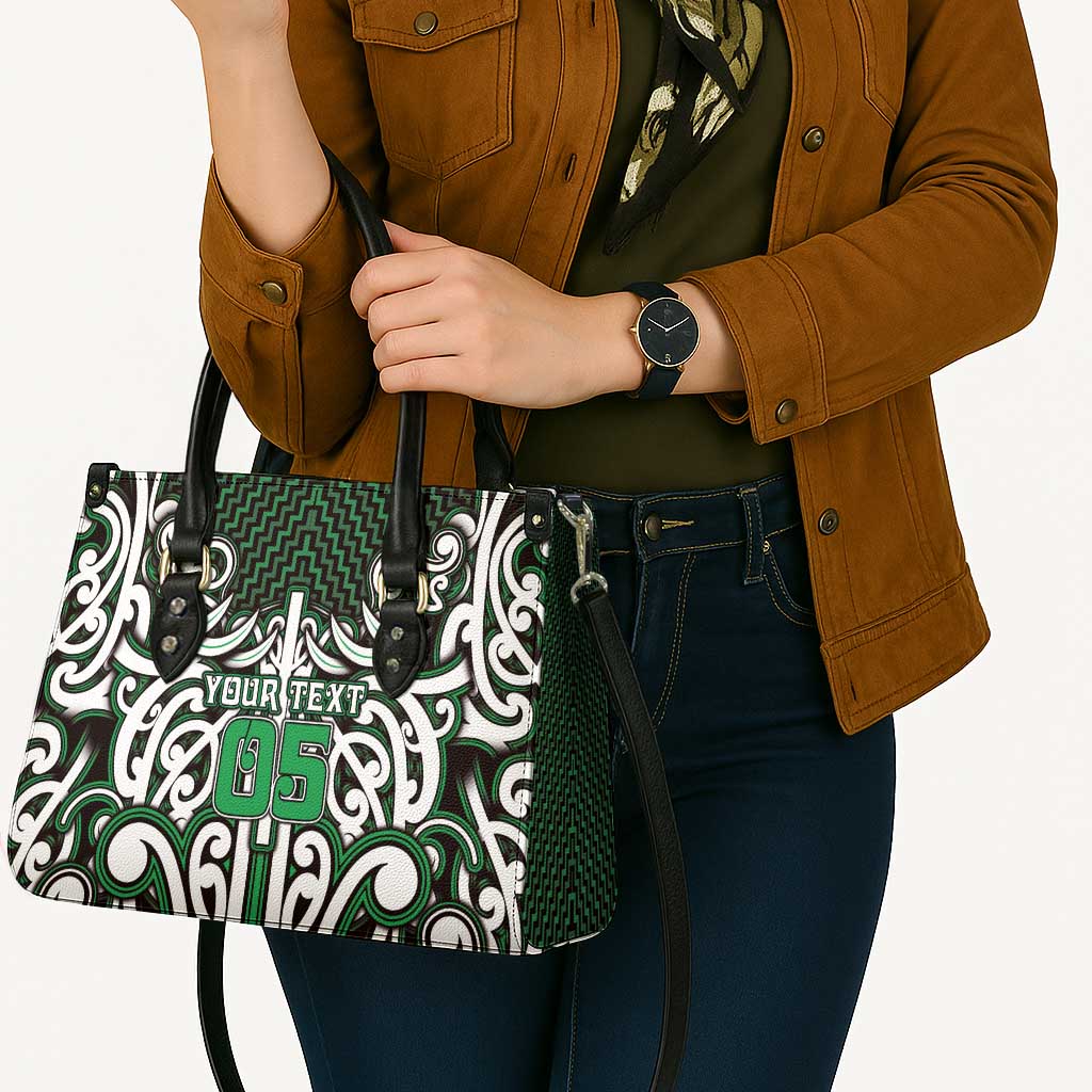 Custom Aotearoa Ngai Tahu Leather Bag Maori Tribal Pattern Mix Poutama