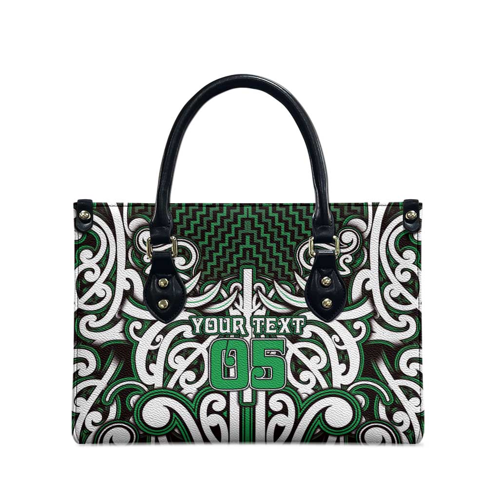Custom Aotearoa Ngai Tahu Leather Bag Maori Tribal Pattern Mix Poutama