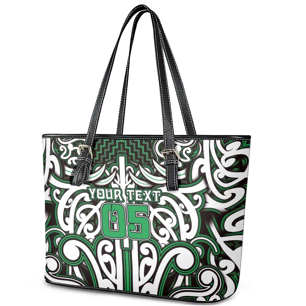 Custom Aotearoa Ngai Tahu Leather Tote Bag Maori Tribal Pattern Mix Poutama