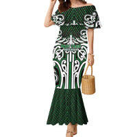 Custom Aotearoa Ngai Tahu Mermaid Dress Maori Tribal Pattern Mix Poutama LT05 Women Green - Polynesian Pride
