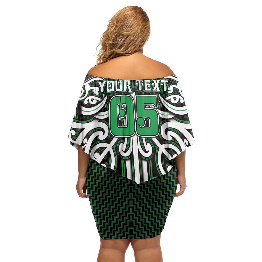 Custom Aotearoa Ngai Tahu Off Shoulder Short Dress Maori Tribal Pattern Mix Poutama LT05 - Polynesian Pride