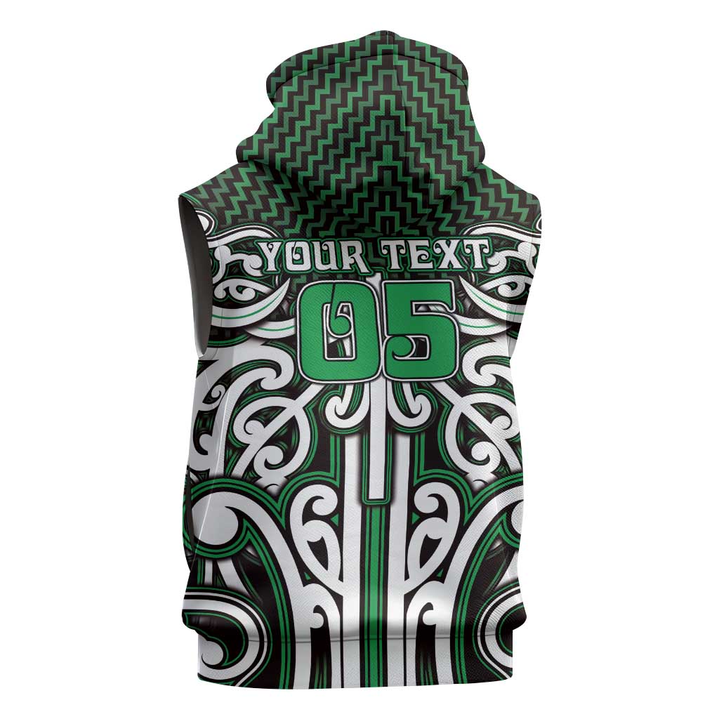 Custom Aotearoa Ngai Tahu Sleeveless Hoodie Maori Tribal Pattern Mix Poutama