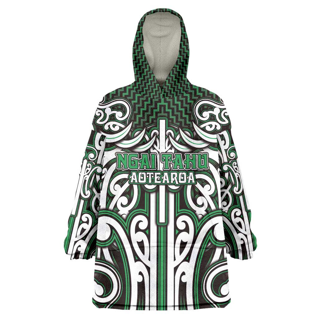Custom Aotearoa Ngai Tahu Wearable Blanket Hoodie Maori Tribal Pattern Mix Poutama
