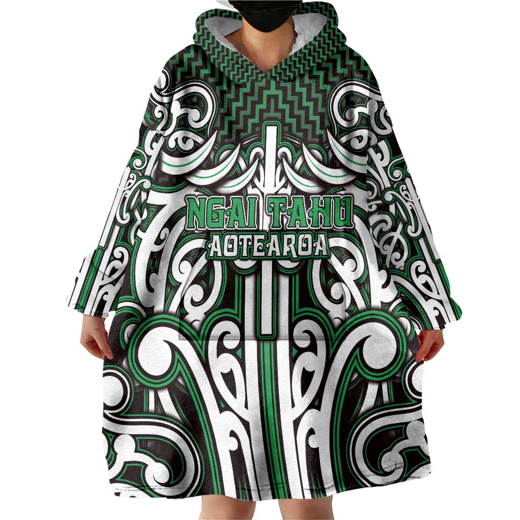 Custom Aotearoa Ngai Tahu Wearable Blanket Hoodie Maori Tribal Pattern Mix Poutama
