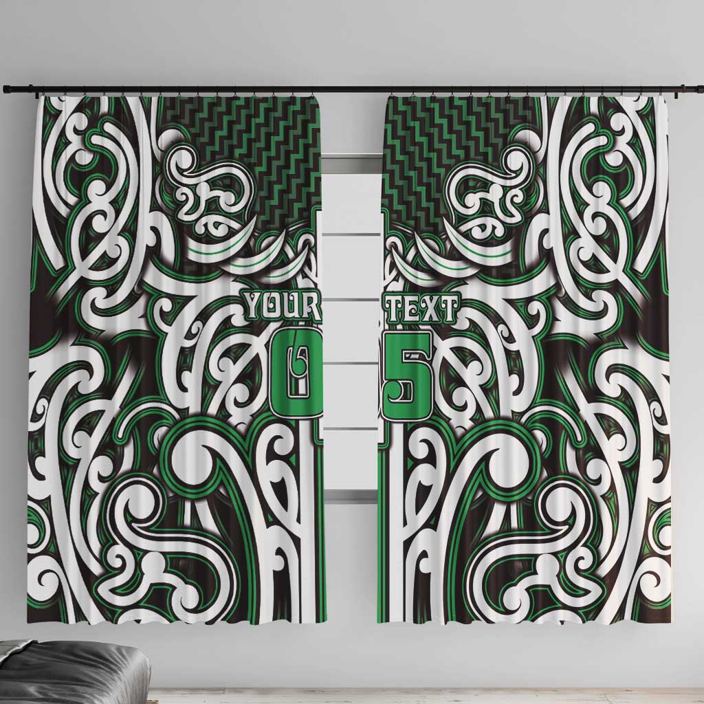 Custom Aotearoa Ngai Tahu Window Curtain Maori Tribal Pattern Mix Poutama LT05 With Hooks Green - Polynesian Pride