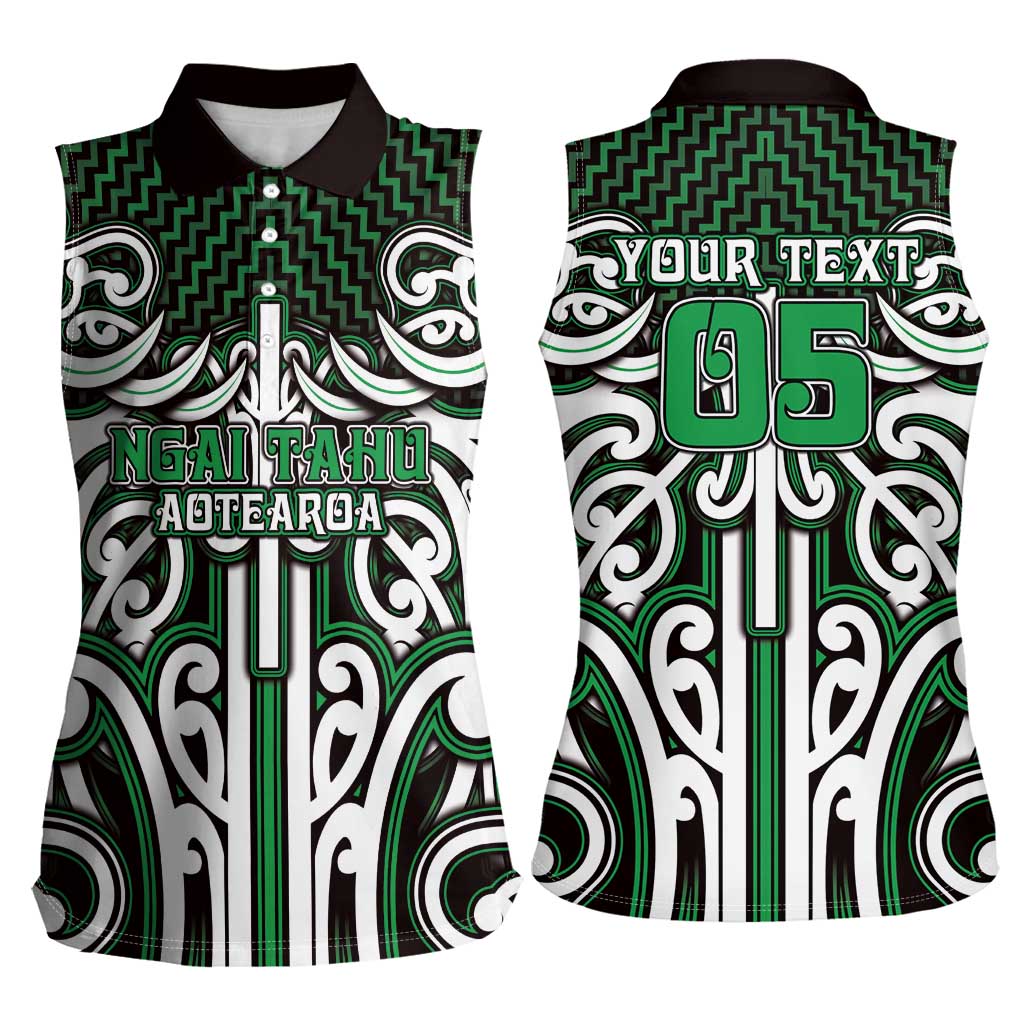 Custom Aotearoa Ngai Tahu Women Sleeveless Polo Shirt Maori Tribal Pattern Mix Poutama