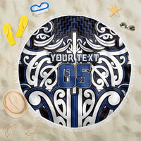 Custom Aotearoa Ngati Tuwharetoa Beach Blanket Maori Tribal Pattern Mix Poutama