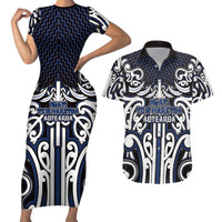 Custom Aotearoa Ngati Tuwharetoa Couples Matching Short Sleeve Bodycon Dress and Hawaiian Shirt Maori Tribal Pattern Mix Poutama