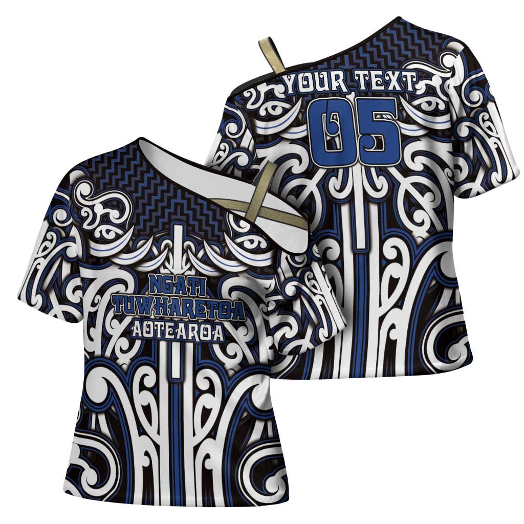 Custom Aotearoa Ngati Tuwharetoa Cross Shoulder Shirt Maori Tribal Pattern Mix Poutama LT05 - Polynesian Pride
