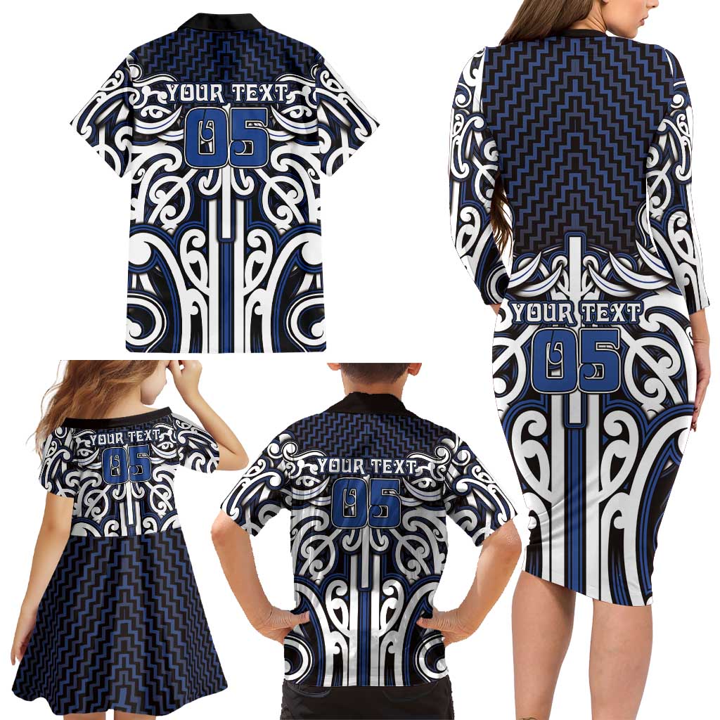 Custom Aotearoa Ngati Tuwharetoa Family Matching Long Sleeve Bodycon Dress and Hawaiian Shirt Maori Tribal Pattern Mix Poutama