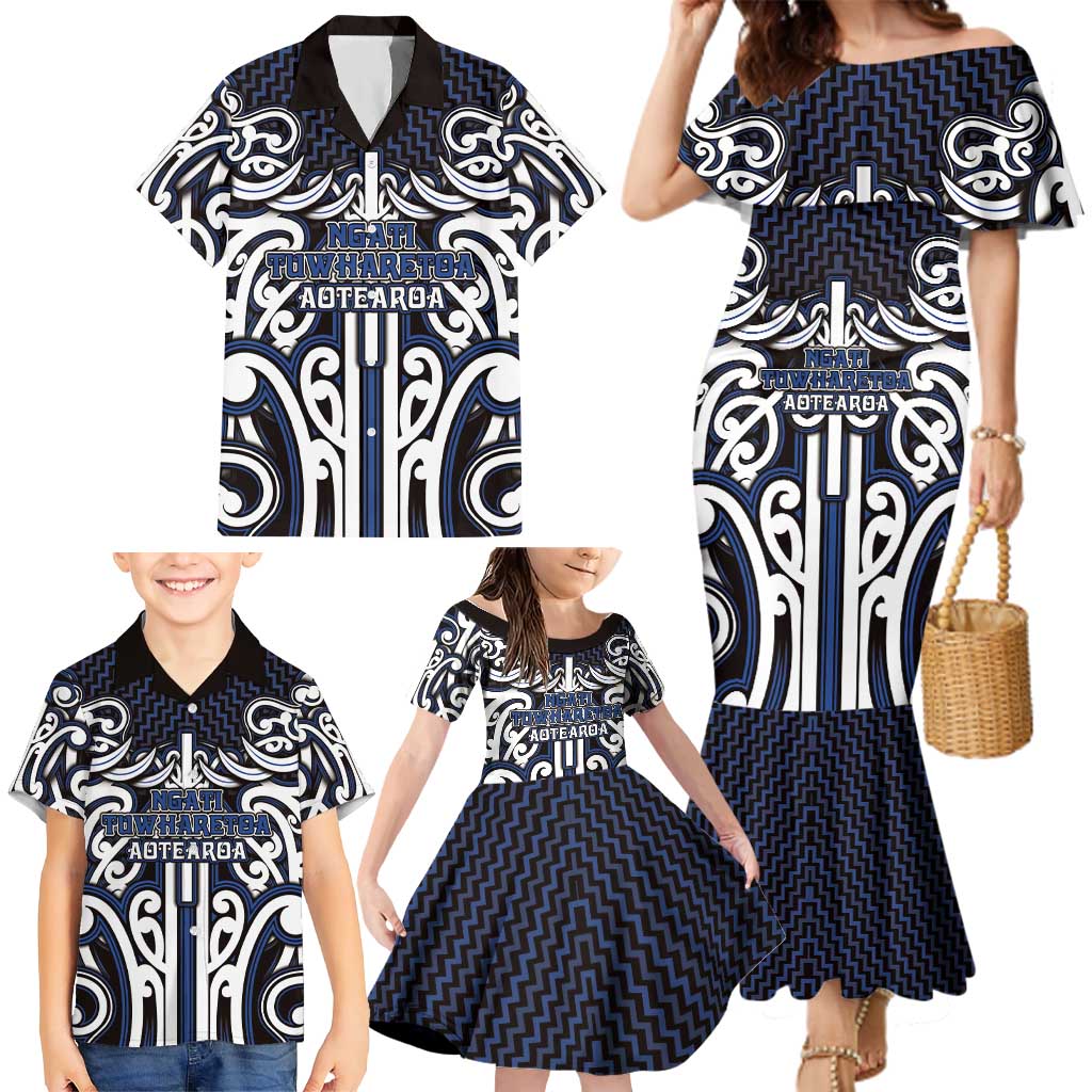 Custom Aotearoa Ngati Tuwharetoa Family Matching Mermaid Dress and Hawaiian Shirt Maori Tribal Pattern Mix Poutama