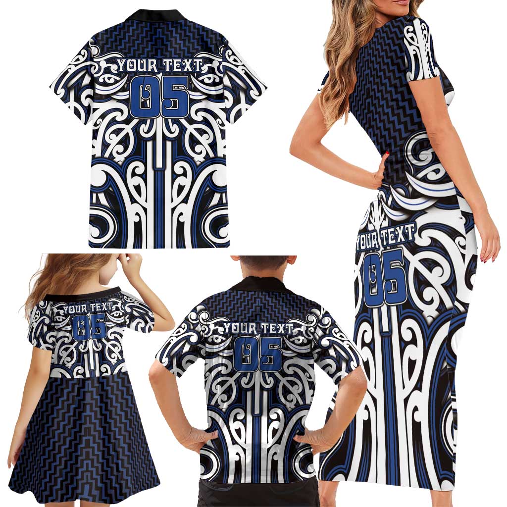 Custom Aotearoa Ngati Tuwharetoa Family Matching Short Sleeve Bodycon Dress and Hawaiian Shirt Maori Tribal Pattern Mix Poutama