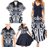 Custom Aotearoa Ngati Tuwharetoa Family Matching Summer Maxi Dress and Hawaiian Shirt Maori Tribal Pattern Mix Poutama