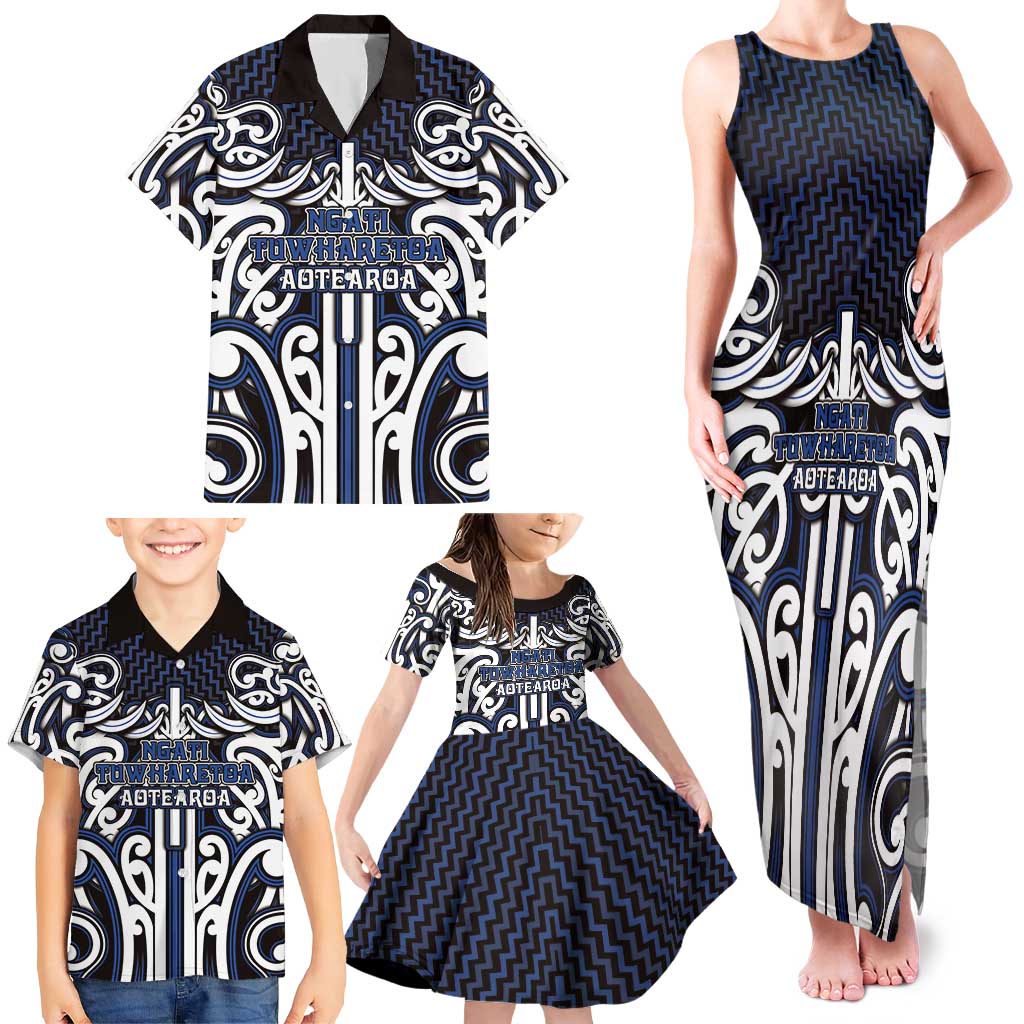 Custom Aotearoa Ngati Tuwharetoa Family Matching Tank Maxi Dress and Hawaiian Shirt Maori Tribal Pattern Mix Poutama LT05 - Polynesian Pride