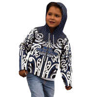 Custom Aotearoa Ngati Tuwharetoa Kid Hoodie Maori Tribal Pattern Mix Poutama