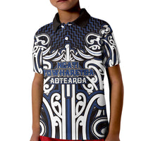 Custom Aotearoa Ngati Tuwharetoa Kid Polo Shirt Maori Tribal Pattern Mix Poutama