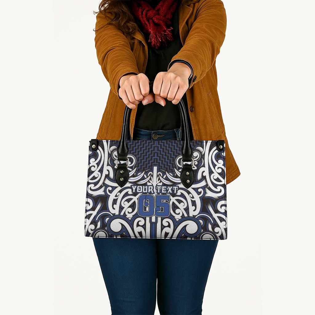 Custom Aotearoa Ngati Tuwharetoa Leather Bag Maori Tribal Pattern Mix Poutama