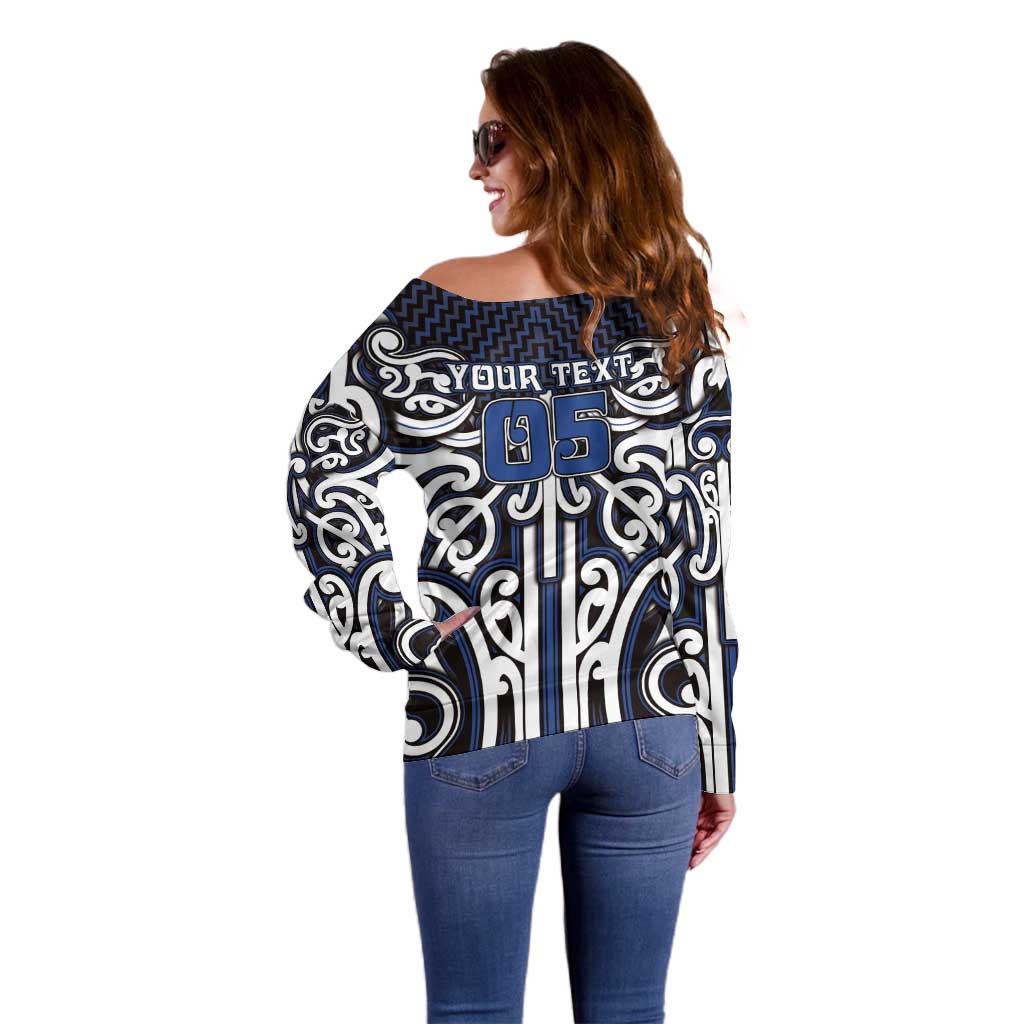 Custom Aotearoa Ngati Tuwharetoa Off Shoulder Sweater Maori Tribal Pattern Mix Poutama LT05 - Polynesian Pride