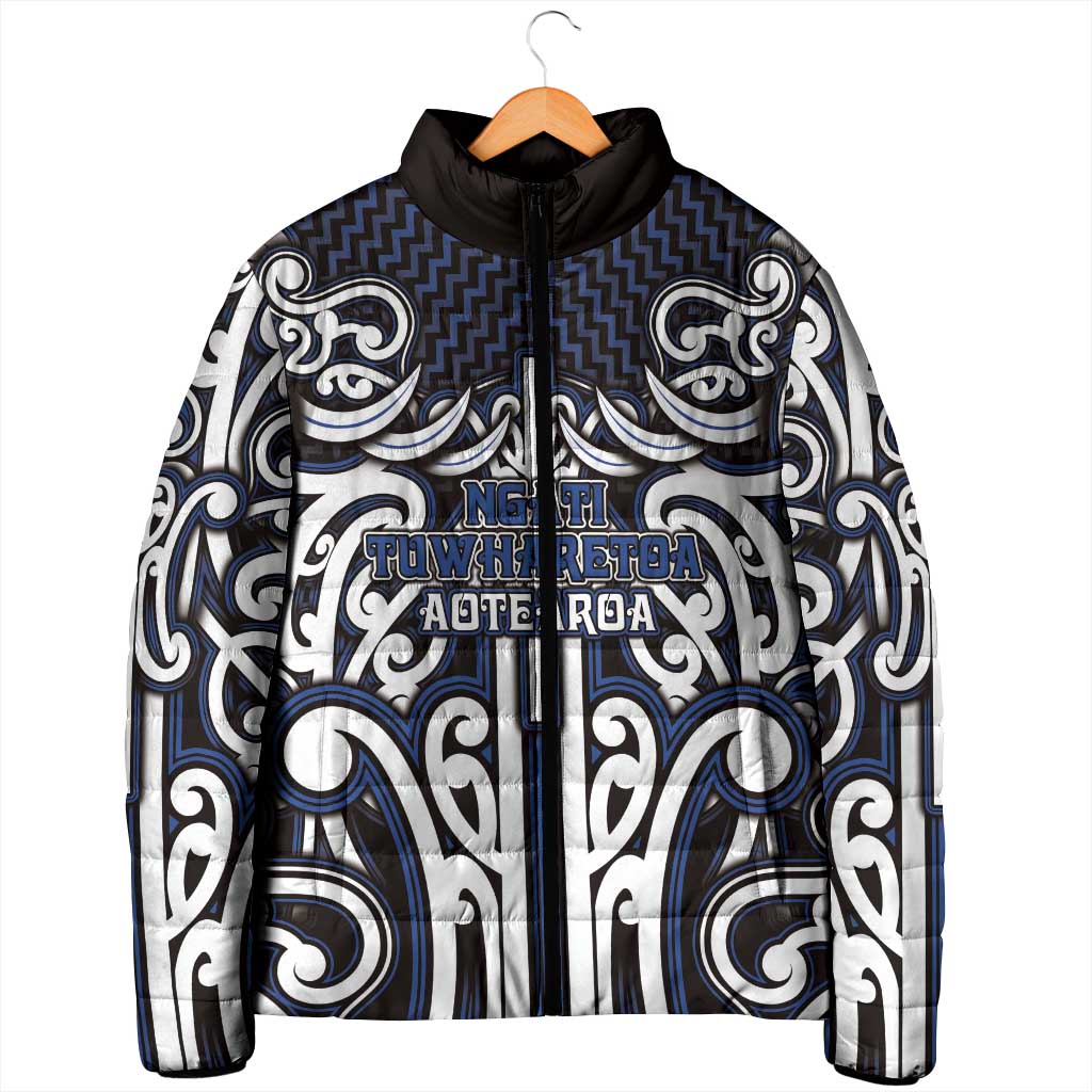 Custom Aotearoa Ngati Tuwharetoa Padded Jacket Maori Tribal Pattern Mix Poutama