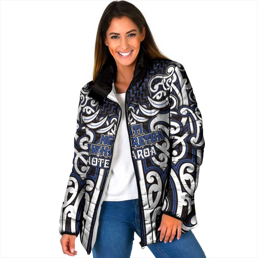Custom Aotearoa Ngati Tuwharetoa Padded Jacket Maori Tribal Pattern Mix Poutama