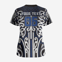 Custom Aotearoa Ngati Tuwharetoa Scrub Top Maori Tribal Pattern Mix Poutama